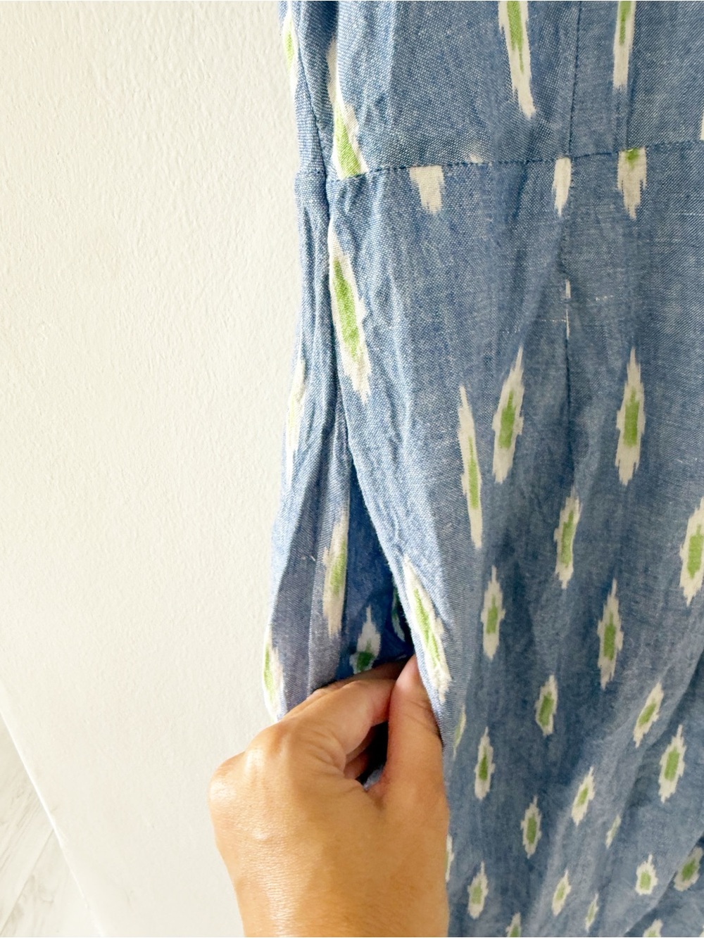 Rujuta Sheth Venus Wrap Oversized Cotton Blue Ikat Tie Front Jumpsuit Size XS - Picture 9 of 9